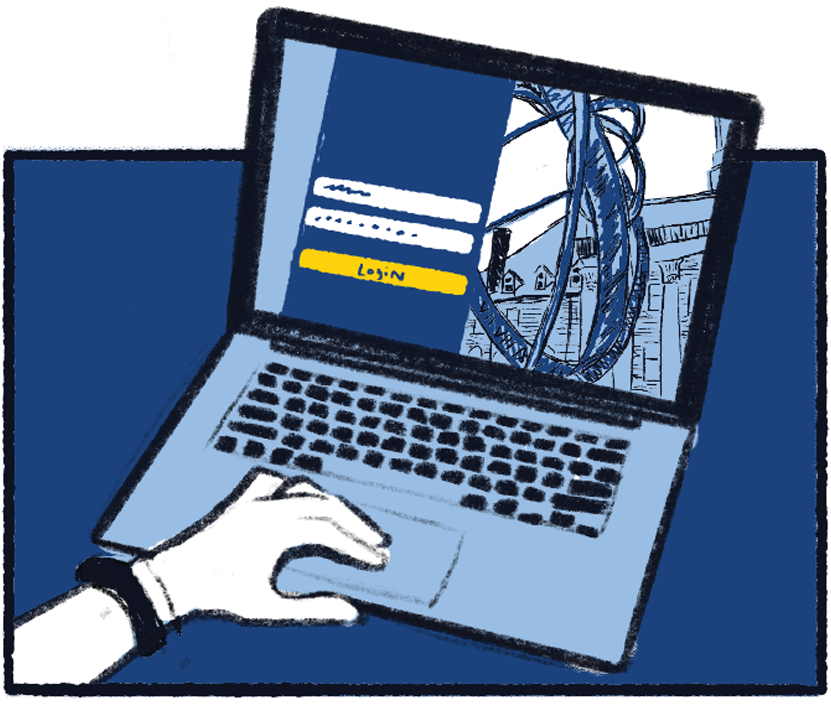 Illustration of a user logging into the Penn State Webaccess Login